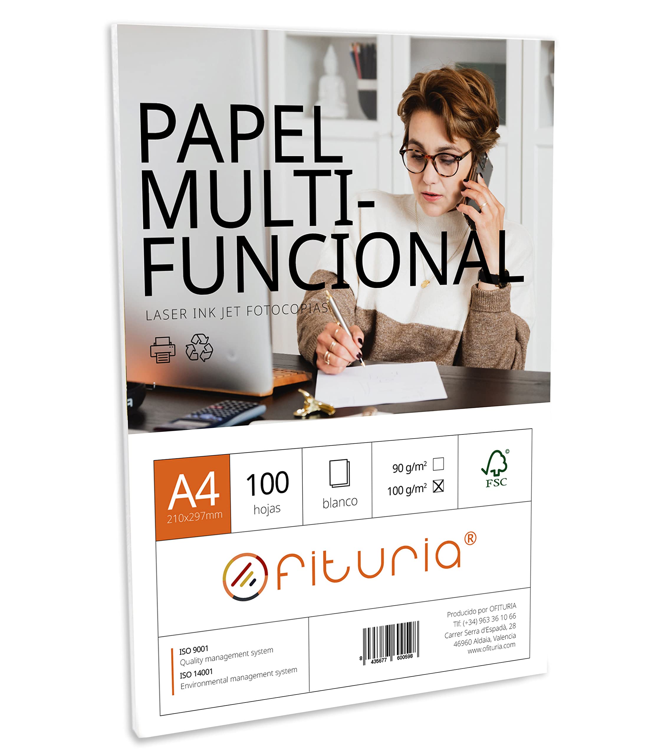 A4 Folios Pack with 100 White Sheets, Multifunctional Paper for School Use and Work Environments, Ideal with Laser, Injection or Photocopiers - Ofituria (100 g/m2)