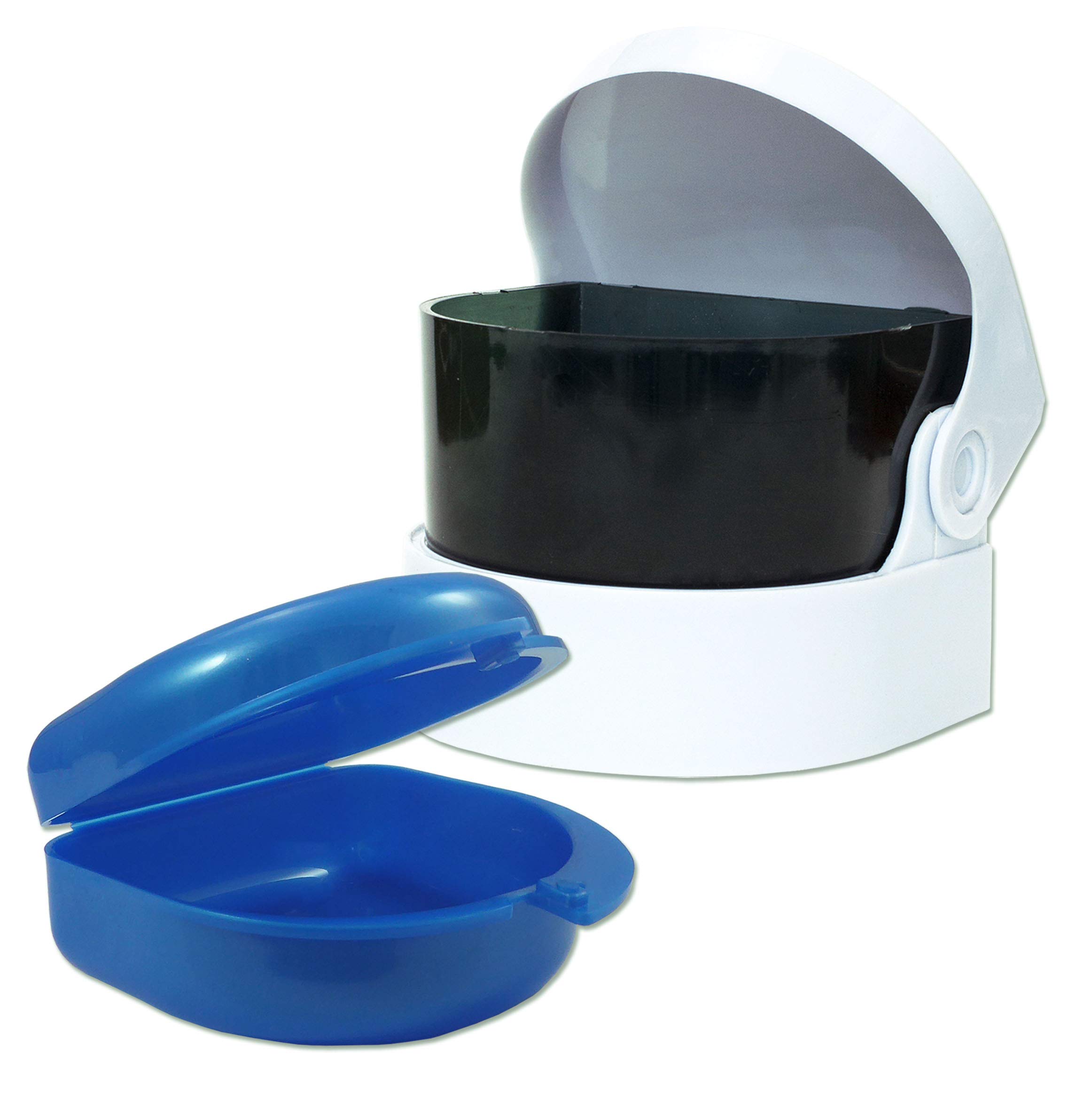 Sonic Cleaner and Retainer Case ~ Storage Case and Container for Soaking Ortho Retainers, Sports Dental Appliances, Dentures & More (Blue Case)