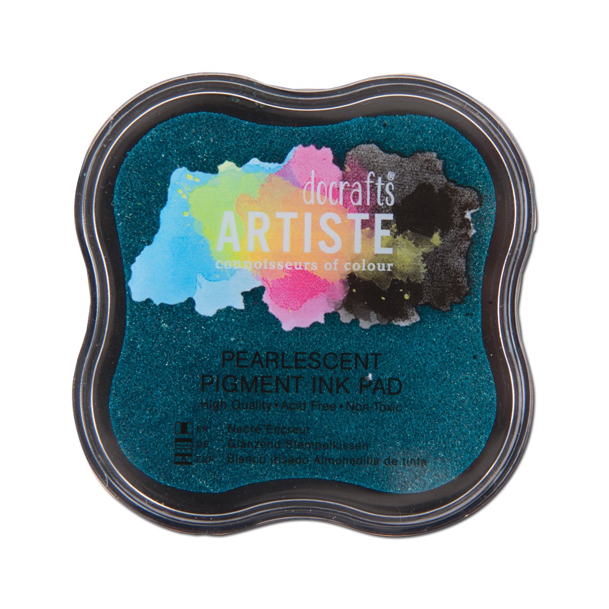 Artiste Pigment Pearlescent Aqua Ink Pad for Stamping, Embossing Powders, Crafting Supplies, Highly Pigmented, Use with Clear Stamps, Rubber Stamps, Ink Pads are Safe Non-Toxic Acid-Free