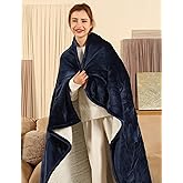 ESTINGO Heated Blanket Electric Blanket Full Size, Heating Blanket with 1-10 Hours Adjustable Timer & 6 Heating Levels, Heated Throw Blanket with Full Body Soft Sherpa, 72"x84", Navy Blue