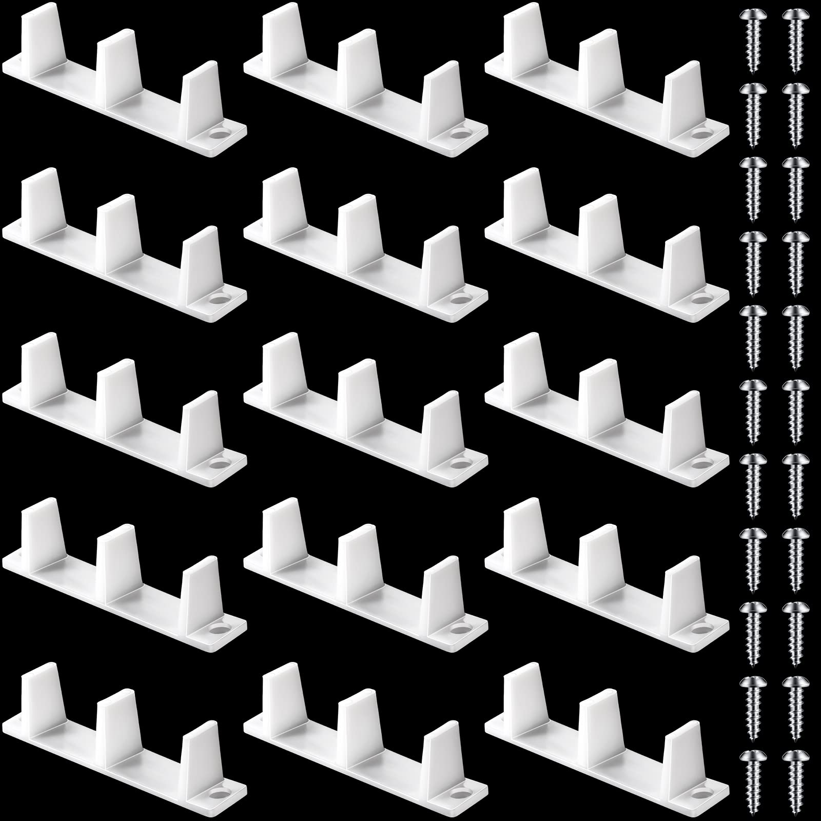 Photo 1 of Jetec 15 Pieces Plastic Sliding Closet Door Guide Floor Bottom Guide Track Floor Mount Bypass 4-3/16, White
