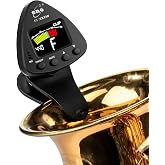 ENO MUSIC Professional Alto Saxophone Clip On Tuner with Color LCD Display - Solid Wind Instrument Tuner, Saxophone Accessories for Musicians