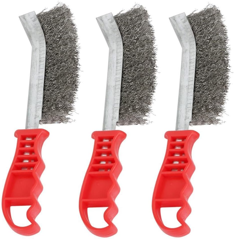 Popamazing 3PCS Heavy Duty Multi Purpose Hand Wire Brush Rust Paint Metal Remover Craft Tool