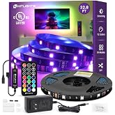32.8ft LED Strip Lights, HitLights RGB 5050 Color Changing LED Light Kit Ultra Brighter 300LEDs Flexible Light Strips with RF Remote and UL Power Supply for Home Room Party TV Bedroom