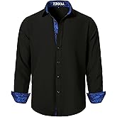 ZEROYAA Men's Regular Fit Dress Shirt Stretch Wrinkle-Free Long Sleeve Casual Business Button Up Shirts