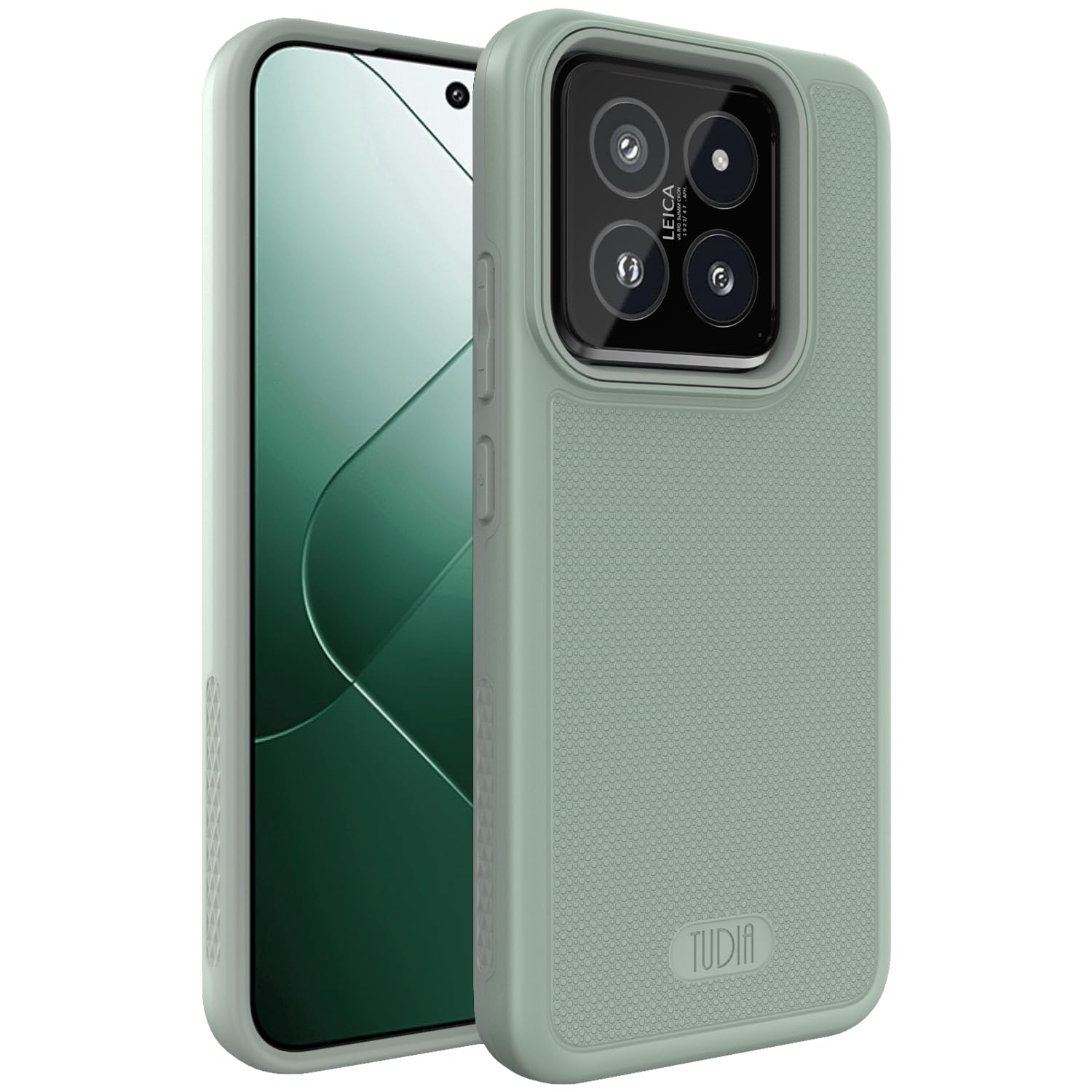 Photo 1 of TUDIA DualShield Grip Designed for Xiaomi 14 5G Case (2024), [MergeGrip] Military Grade Dual Layer Shockproof Slim Tough Heavy Duty Protective Phone Case Cover - Green Lily