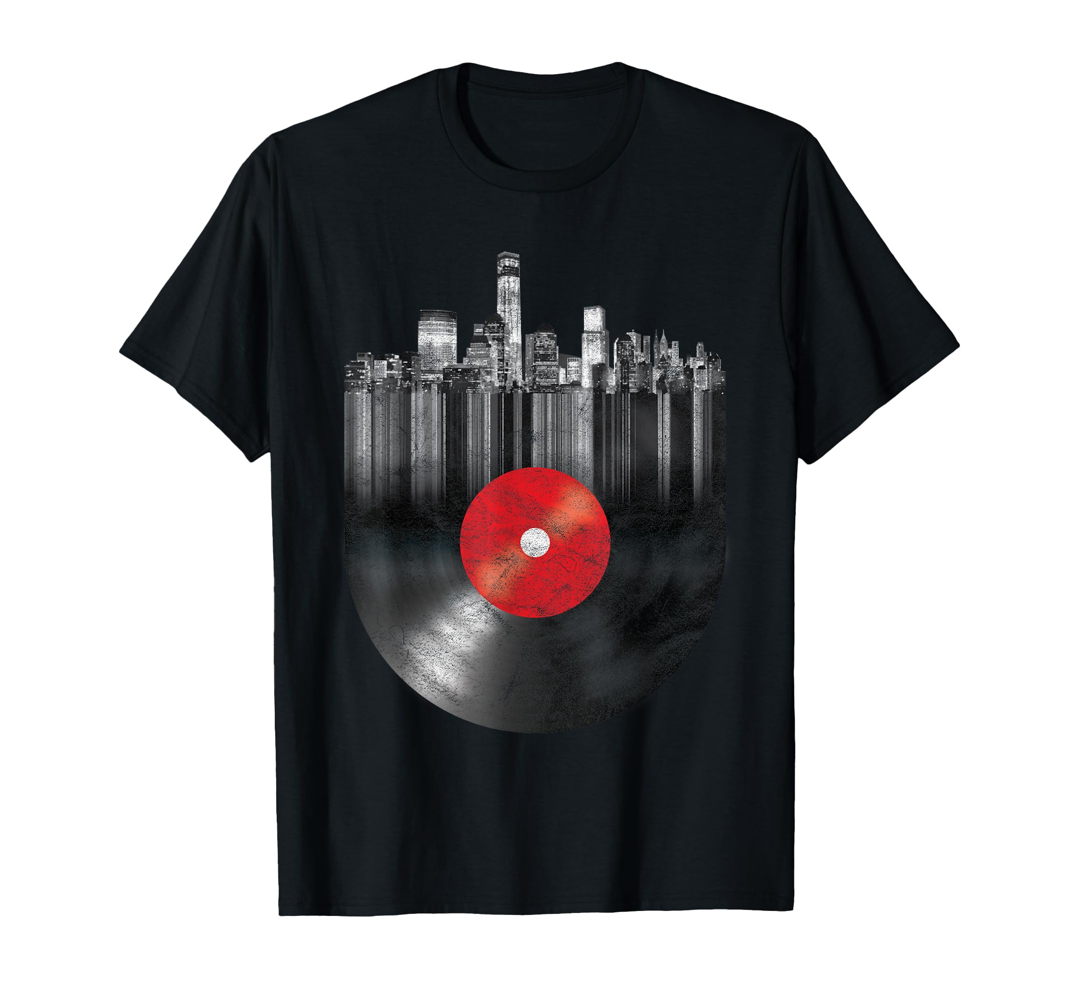 Photo 1 of New York City Skyline Vinyl Record NYC Big Apple Turntable T-Shirt