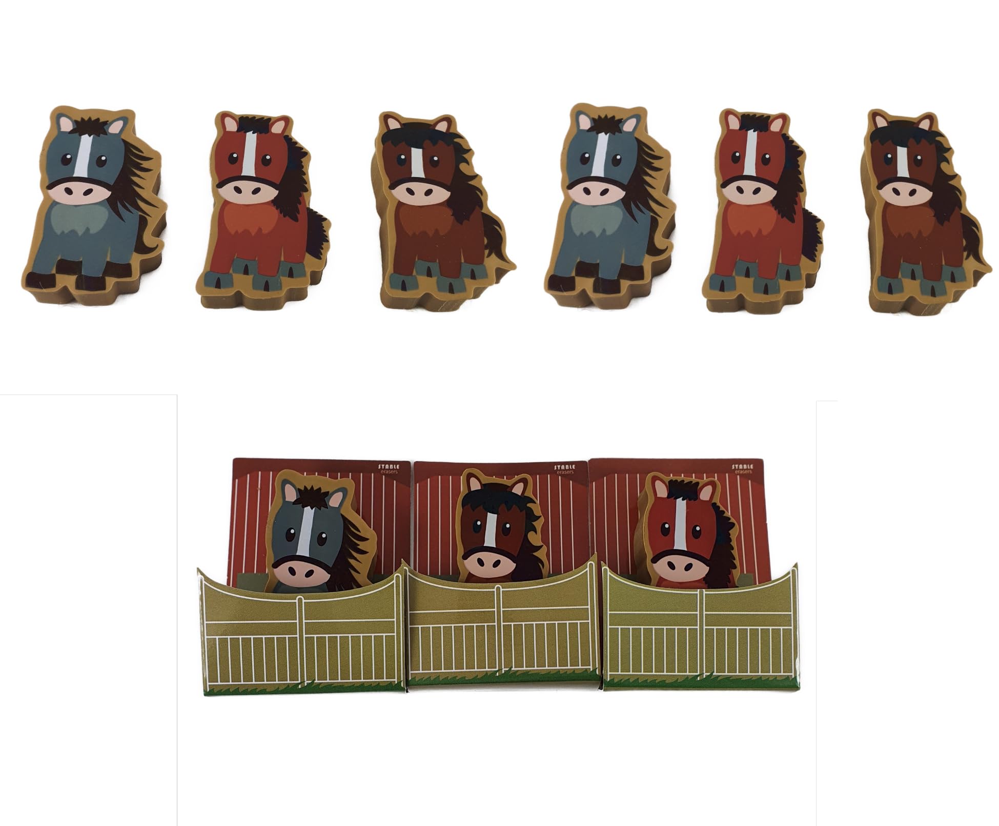 6 x Horse Pony Stable Eraser Party Bag Fillers