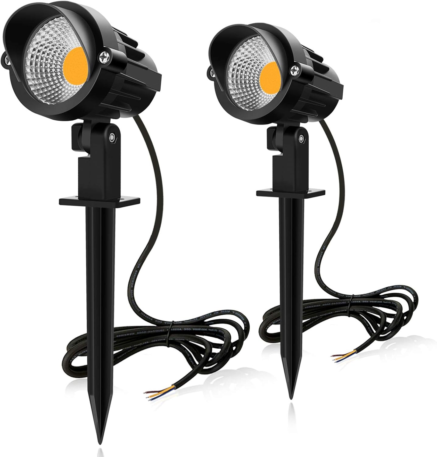 MEIKEE 2PCS Foco Proyector Exterior 7W LED Lámpara de Césped con Espica Impermeable IP66 Focos de Jardín con Pincho 800lm Blanco Cálido Luz de Jardín Suelo Caminos Paisajes Decoración(85V-265V)