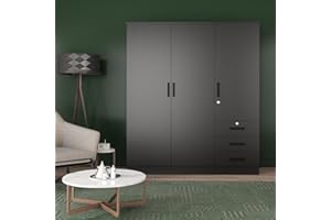 WOODPECKERS FURNITURE AND MATTRESS Jumbo 61" Wide Large Wardrobe Closet 3 Doors and 3 Drawers Lots of Storage