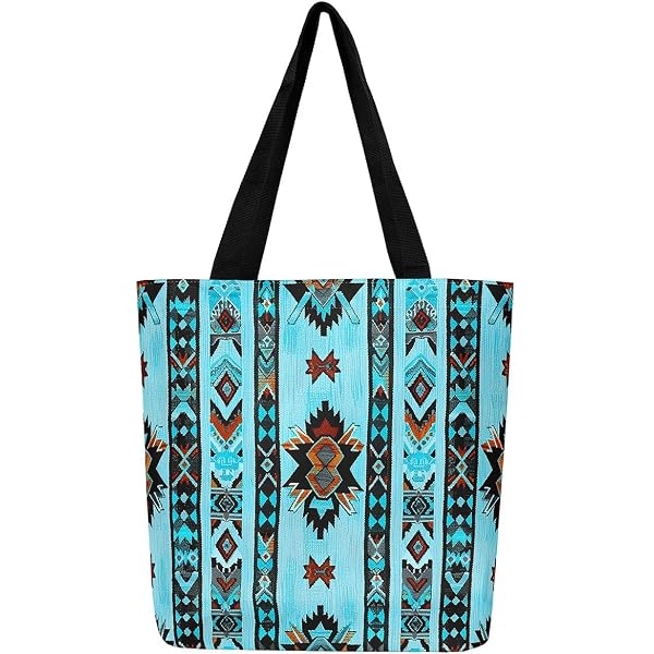 Southwestern Native American Tote Bag - Large Aztec Tribal Canvas Purse For Women - View #6