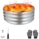 Raynesys 24&Prime; Round Galvanized Fire Pit Ring for Outdoor Wood Burning Silver | Heavy-duty galvanized steel with a 2 ft diameter, ideal for backyard gatherings, camping, bonfires, and outdoor entertaining