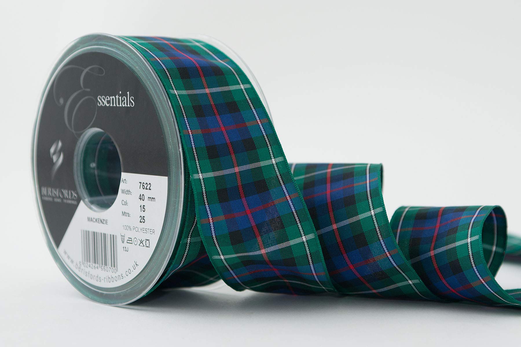 Berisfords Polyester Tartan Ribbon, Mackenzie, 40 mm