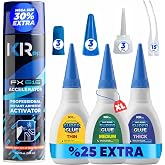 CA Glue with Activator Kit (3x1.75 oz. Thin-Medium-Thick + 16.9 fl.oz.) Cyanoacrylate Glue and Activator, Super Glue Accelerator, Super Glue for Wood, Woodworking, Plastic, Guitar, 3D Printing