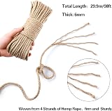 SANNIX Sisal Rope for Cat Scratcher 29.8m 98ft 6mm Natural Hemp Plant Rope view 2