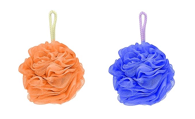 Majik Combo Of 2 Bath Loofah For Bathing Bathroom Accessories For Men And Women Orange Blue 20 Grams Pack Of 1