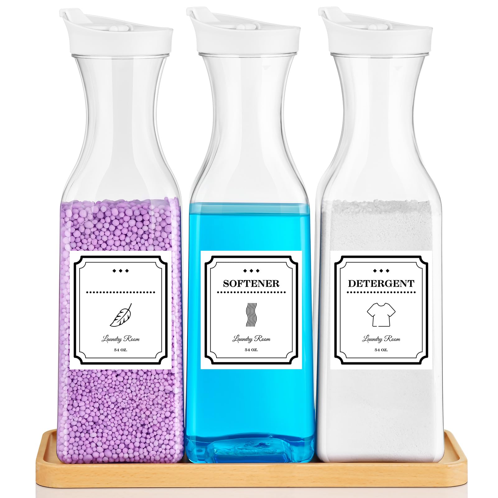 Photo 1 of Laundry Detergent Dispenser,54OZ Laundry Soap Dispenser,Liquid Laundry Detergent Container,Fabric Softener Dispenser with Tray,Laundry Room Organizer with 4 Labels