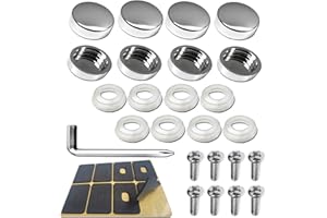 BGGTMO Chrome License Plate Screw Caps-Gloss Finish Screw Covers and License Plate Bolts, Rust Resistant License Plate Frames Hardware, Machine Plate Bolt Fastener Kits