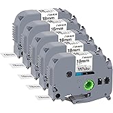 5-Pack 18mm 0.7 Laminated White Replacement for TZe Tz Tape Black on White Compatible for Brother Label Maker Tape TZe241 TZ-241 TZ241 3/4 Inch for Ptouch PT D400 D600 D610BT P710BT P750W
