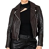 BRICK LANE Collar Leather Jacket for Women | Timeless Design Motorcycle Jacket - Lamb Nappa Leather Jacket with Zip Cuffs