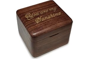 FALADO Natural Solid Wood Laser Engraved You are My Sunshine Music Box, Mini Photo Frame Musical Box, Tune of You are My Sunshine. (Walnut Wood)