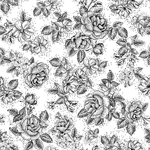 Stitch & Sparkle Fabrics, Dark Romance, Rose White Cotton Fabrics, Quilt, Crafts, Sewing, Cut by The Yard, 44 Inches (SSDR001)