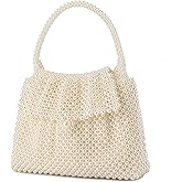 UBORSE Women Pearl Clutch Bag Noble Crystal Beaded Evening Bag Wedding Clutch with Pearl Chain