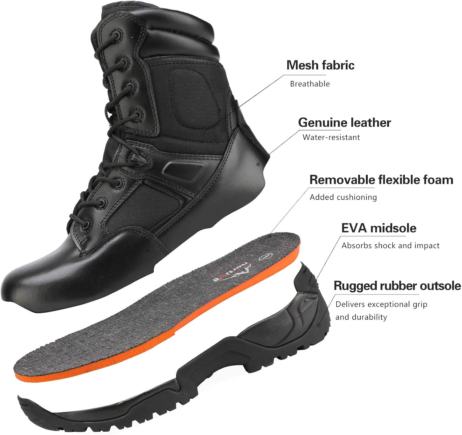 NORTIV 8 Men's Military Tactical Work Boots Hiking Motorcycle Combat Bootie: Shoes