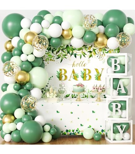Shower de bébé verdure, décorations de douche de bébé vert sauge, Oh