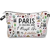 Livel lhood Paris Is Calling Makeup Bag Cute Small Organizer Zipper Pouch Paris Is Calling Cosmetic Bag Travel Present for Women Friends