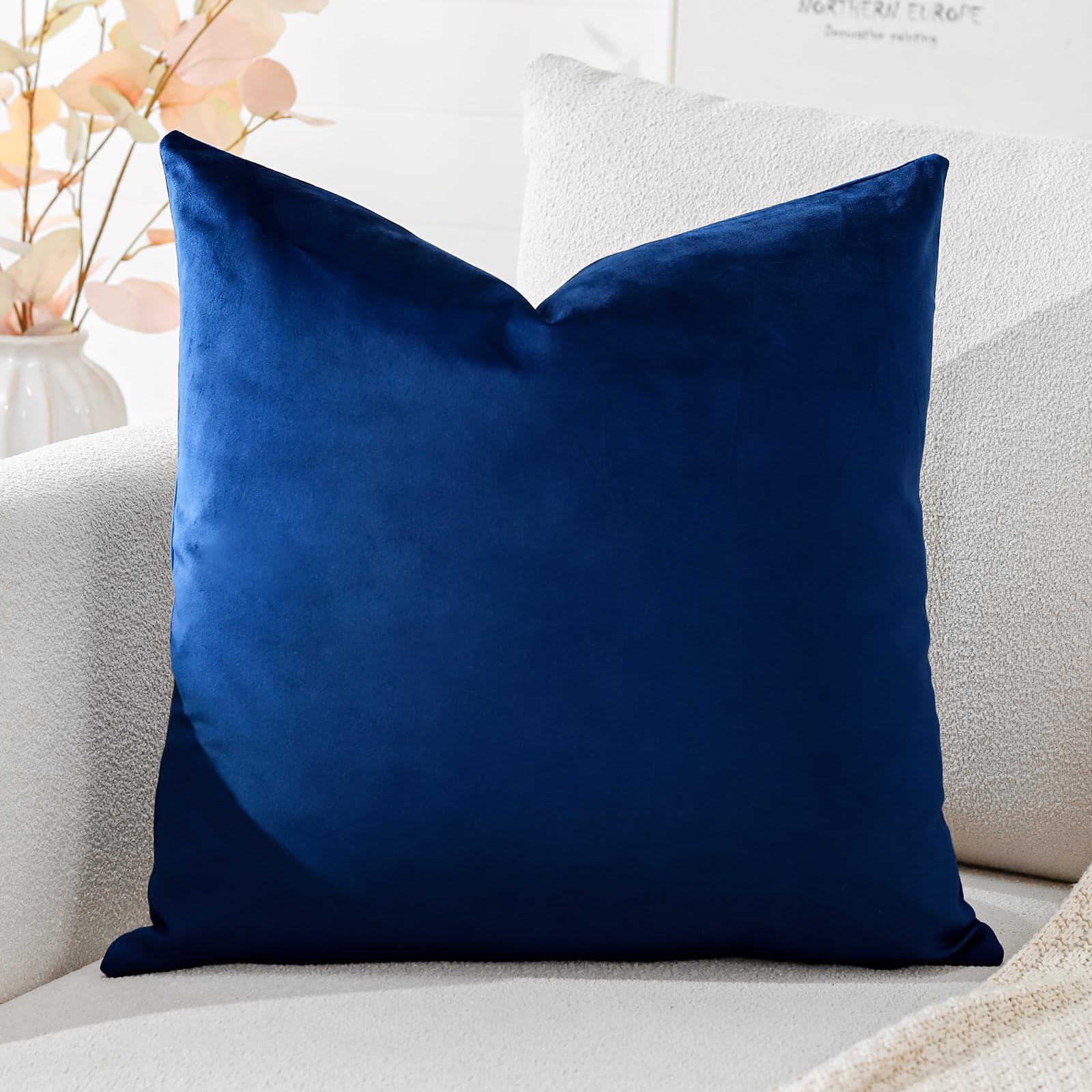Artscope Luxury Velvet Cushion Covers Super Soft Decorative Square Throw Pillow Covers Case Cushion Covers for Sofa Couch Bedroom Car Decor 50x50cm Navy Blue โ image 1