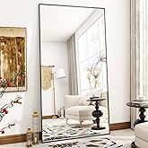 VooBang Large Full Length Mirror 78" x 35" - Shatterproof Floor Full Body Mirror with Aluminum Alloy Frame, Freestanding, Hanging, or Wall-Leaning, for Bedroom, Living Room, Dressing Room, Black