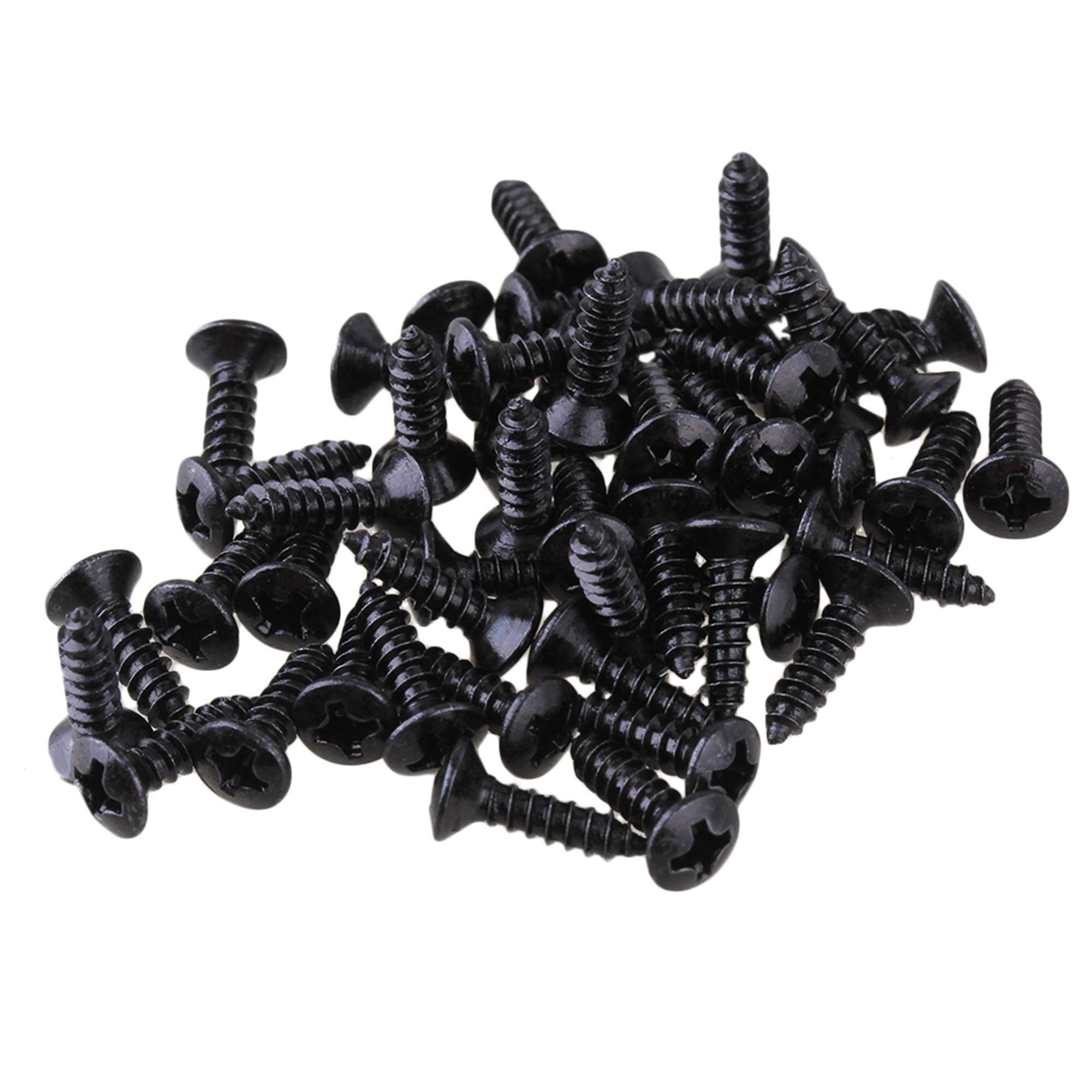 Yibuy Black Guitar Bass Screws Parts for Scratchplates Pickguard Pack of 50