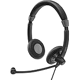Sennheiser SC 75 USB MS (507086) - Double-Sided Business Headset | For Skype for Business, with Mobile Phone, Tablet, Softphone, and PC | HD Sound & Noise-Cancelling Microphone (Black)