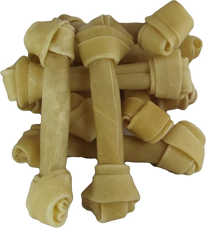 Highridge Hide Dog Chews Rawhide Knotted Bones 8" Long (20cm) Pack of 10 by Payless Trading