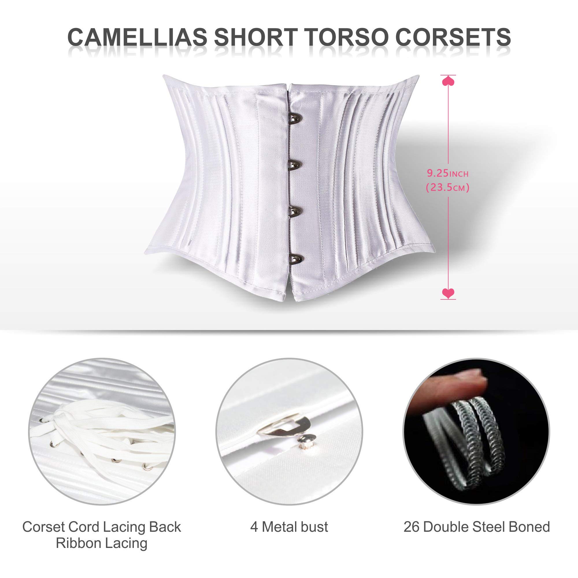 Womens Waist Trainer Double Steel Boned Corset Short Torso Heavy