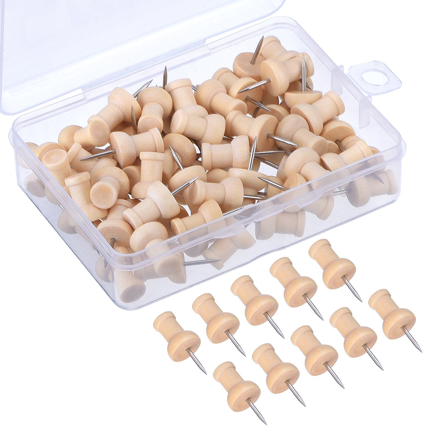 Wood Push Pins Wood Head with Steel Point, 80 Pack Amazon.co.uk