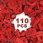 Classic Building Bricks 2x4, Compatible with Lego Parts and Pieces 3001, 110 Piece Bulk Building Block, Creative Building Block for Age 6+ Boys Girls and Bulk Enthusiast (Red)