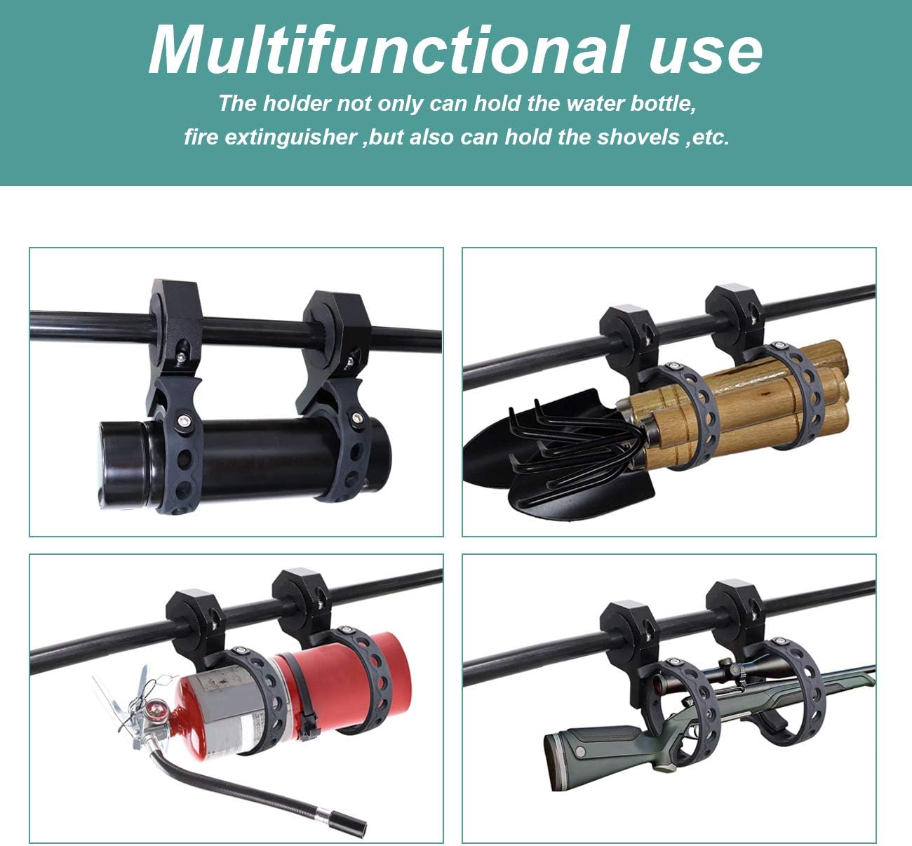 AUFER Universal Multifunctional Vehicle Mount Roll Bar Gun Rack Holder Water Drink Cup Holder Fit For Jeep Wrangler UTV Polaris RZR Ranger Can-Am Kawasaki roll bar tool mount: Automotive