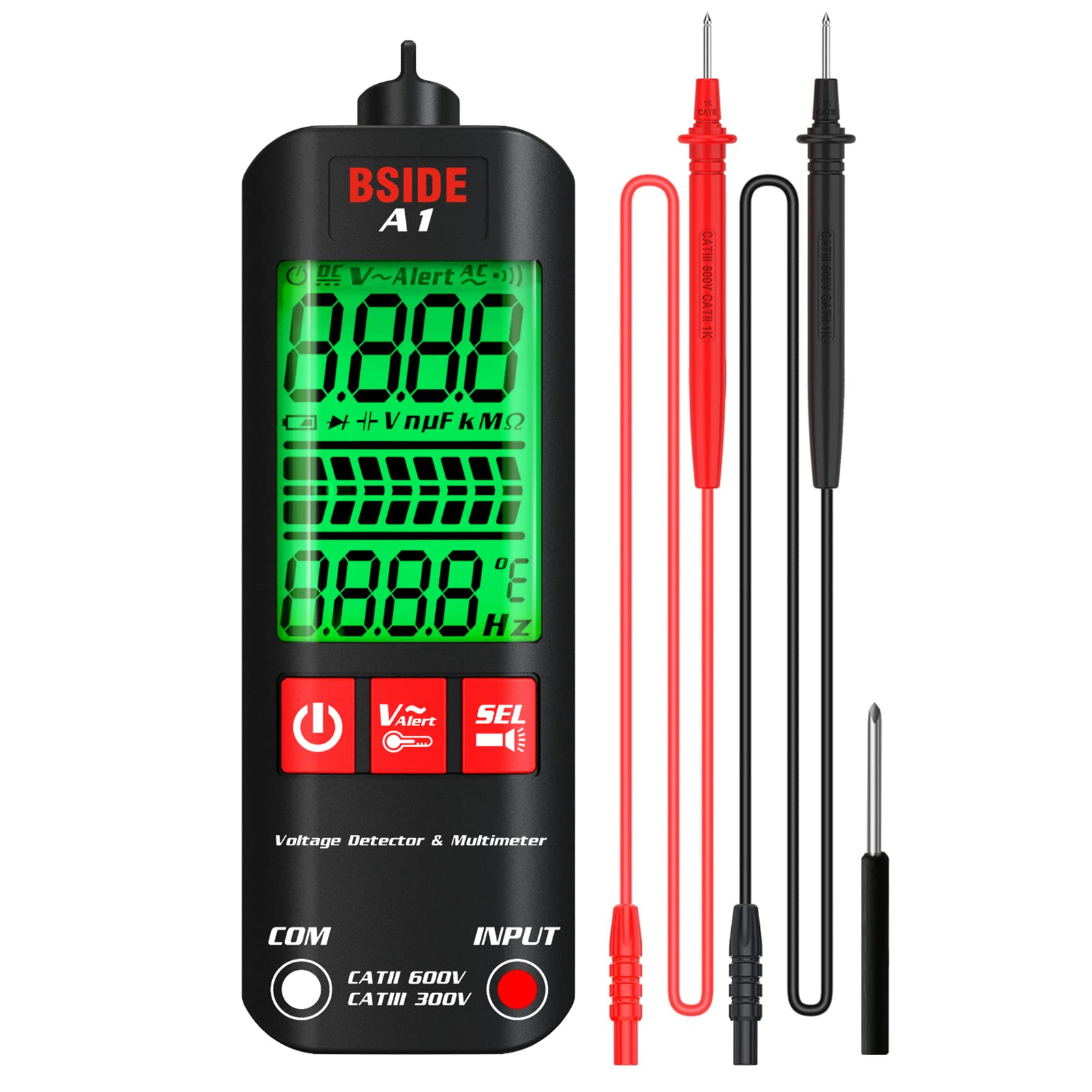 Irfora A1 Mini Multimeter LCD Digital Tester Voltage Detector 2000 Counts DC/AC Voltage Frequency Resistance NCV Continuity Live Wire Neutral Wire Check True RMS Meter