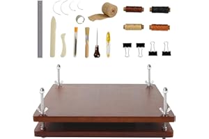 Enipate Book Press Bookbinding, 15X15 Inch with 21Pcs Book Binding Kits, Bamboo Wood Handmade BookBinding Starter Tools Set, DIY Book Press Flower Press