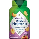 Vitafusion Kids Melatonin Gummy | Sugar Free | 1.5 mg | 50 Gummies | Drug Free | Yummy Tropical Peach Flavor | Children's Sleep Support Supplement for Ages 4+ | Gluten and Dairy Free Formula