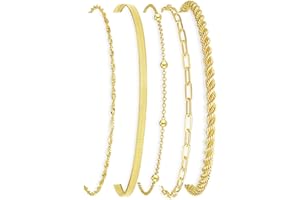 BERISO Gold Bracelets for Women, Elegant Adjustable 14K Gold Plated Bracelet for Women, Trendy Minimalist Dainty Gold Bracelet for Everyday Wear