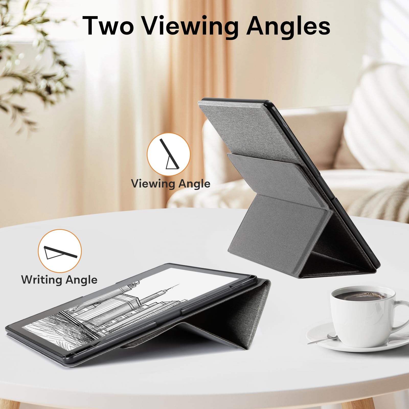 CoBak Stand Case for Kindle Scribe - Premium Folio Leather Cover with Pen Holder, Auto Sleep/Wake - Compatible with 10.2 Inch Kindle Scribe (2022/2024 Release)