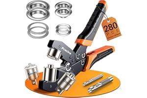Preciva Grommet Tool Kit of 3/8" and 1/4", Interchangeable Double Head Handheld Grommet kit with 280pcs Eyelets and Grommets 