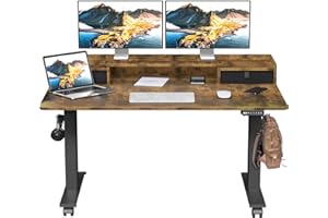 ExaDesk 55×30 Inch Electric Standing Desk with 2 Drawers, Adjustable Height Widened Stand Up Desk with Storage Shelf, Sit to Stand Ergonomic Workstation for Home Office