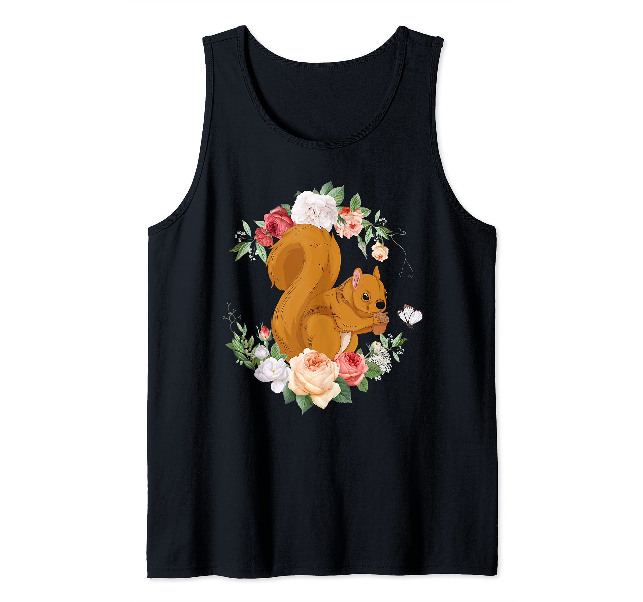 Cute Wildlife Forest Animal Flowers Nature Floral Squirrel Tank Top