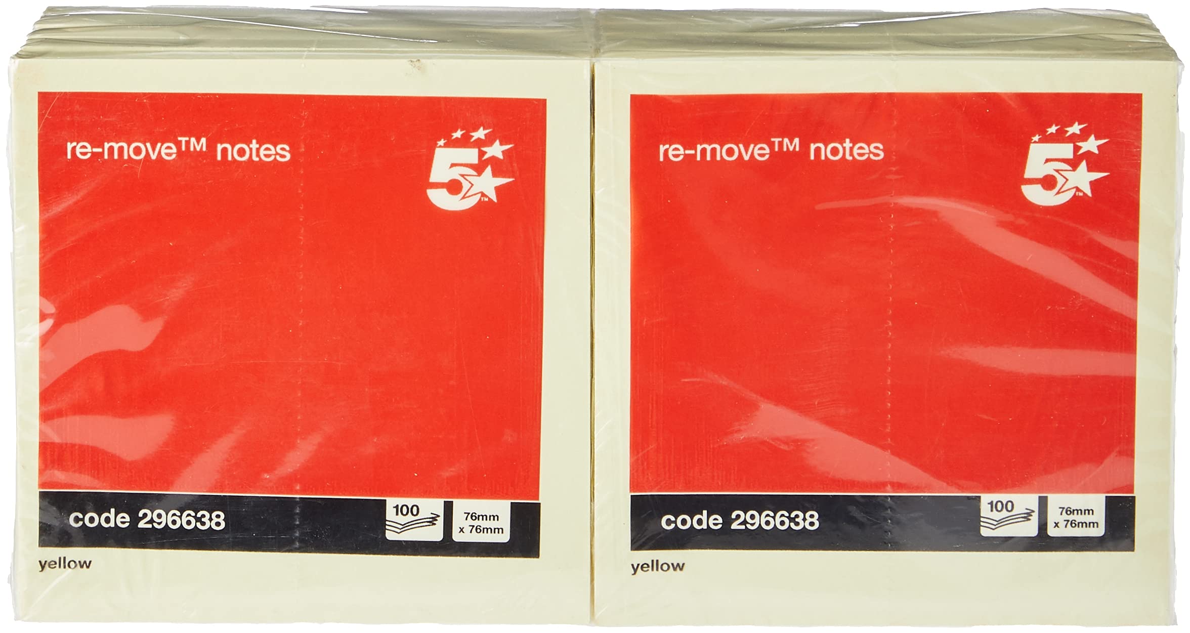 5 Star Office Re-Move Notes Repositionable Pad of 100 Sheets 76x76mm Yellow [Pack 12]