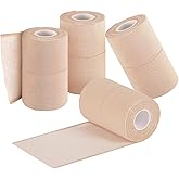 Worive 4 Rolls Elastic Tape, Breathable Self Adhesive Bandage Wrap, Flexible Stretch Bandages for Sports Wrists Sprains Knees Ankles, for Animals and Pets, 5 Yards (3 Inch in Width)