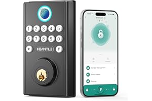 HEANTLE WiFi Smart Lock for Front Door: Keyless Entry Door Lock with Fingerprint Keypad Bluetooth Alexa App Control, Auto Lock Anti-Peep Code Physical Key Easy Install